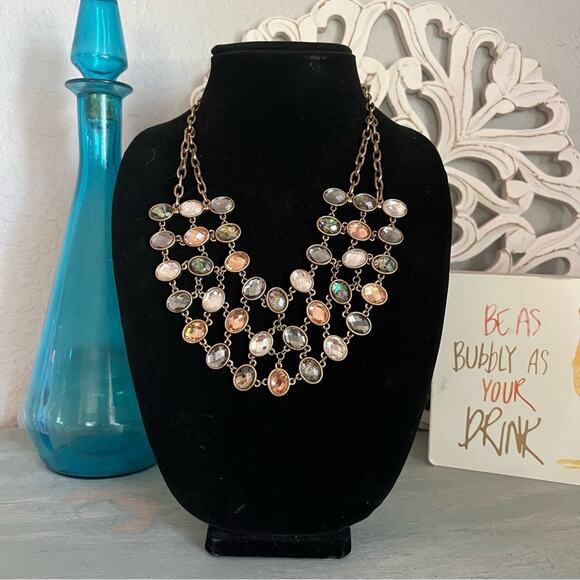 St. Thomas Gold Tone Bib Statement Necklace - Picture 3 of 9